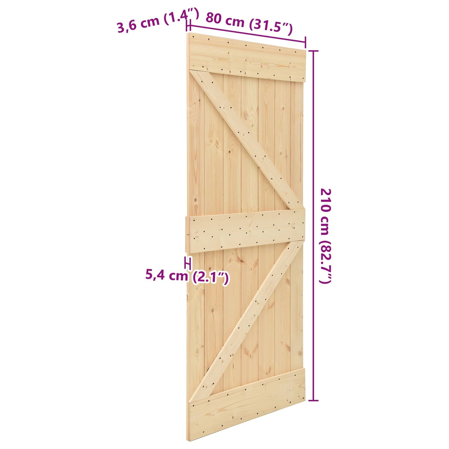 Door NARVIK Natural 80 x 210 cm Solid Pine Wood