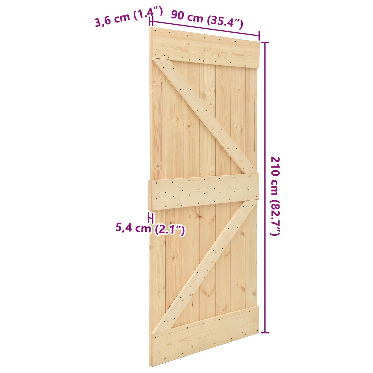 Door NARVIK Natural 90 x 210 cm Solid Pine Wood