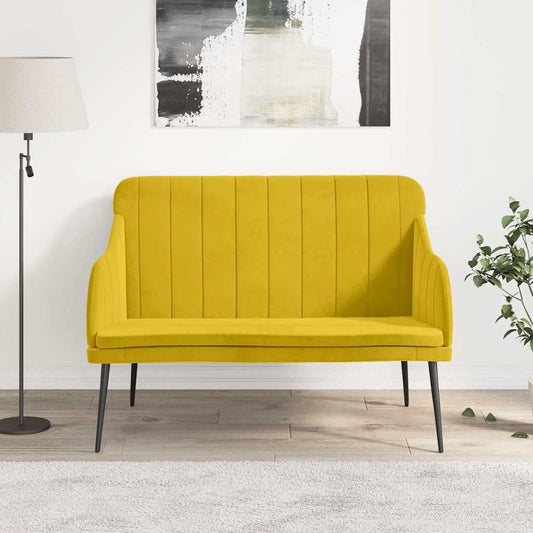 Bench Yellow 110x76x80 cm Velvet