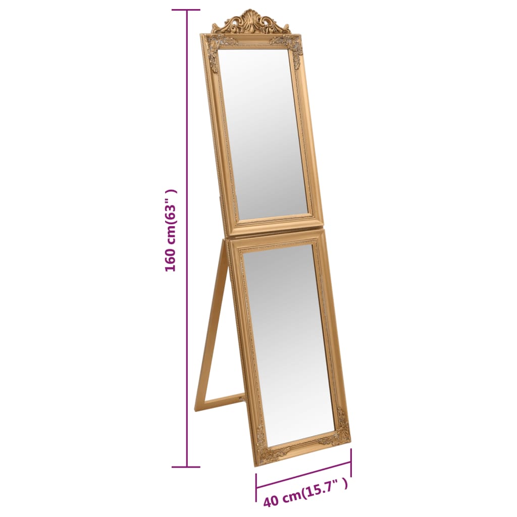 Free-Standing Mirror Gold 40x160 cm