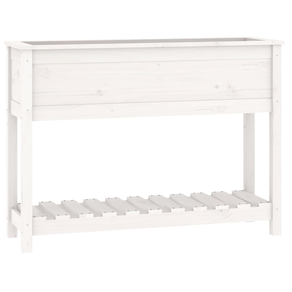 vidaXL Planter with Shelf White 111.5x34.5x81 cm Solid Wood Pine