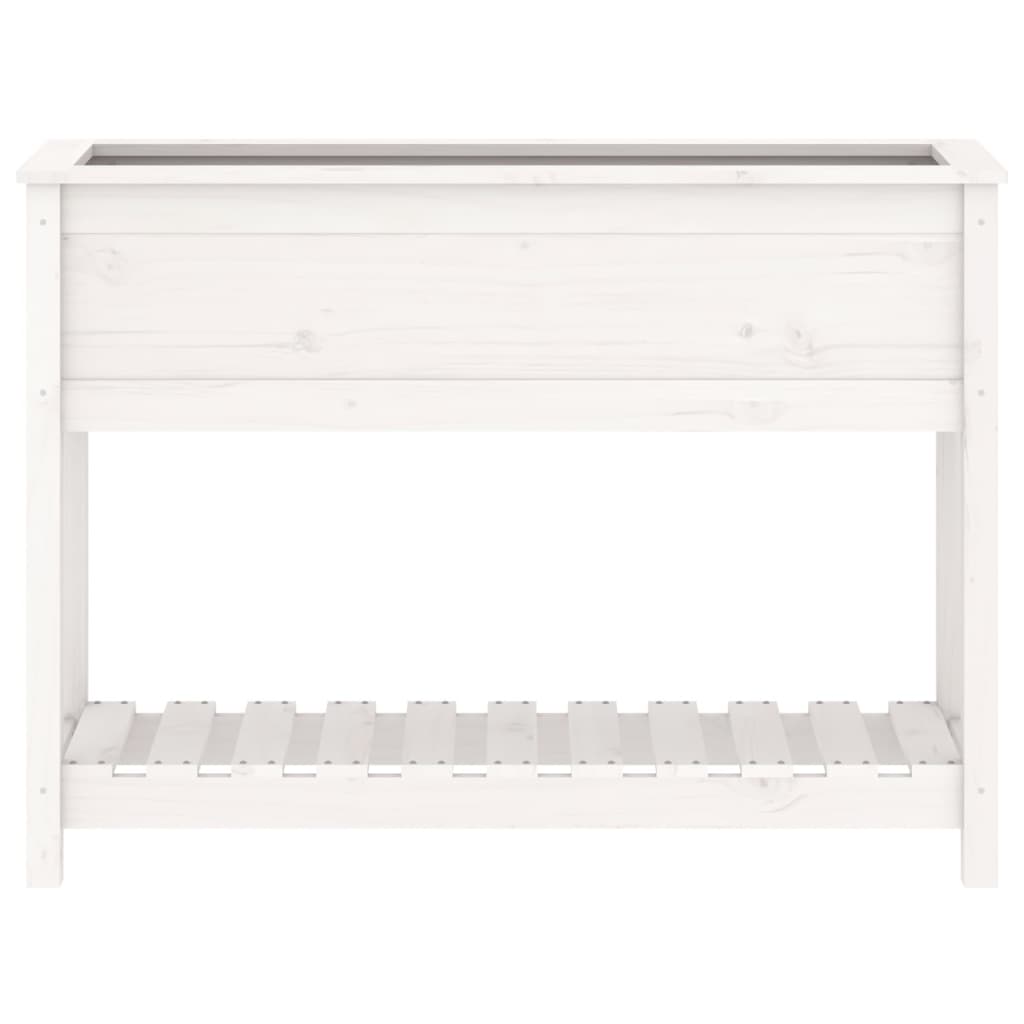 vidaXL Planter with Shelf White 111.5x34.5x81 cm Solid Wood Pine