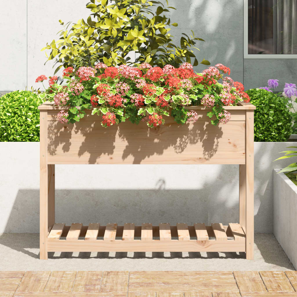 vidaXL Planter with Shelf 111.5x54x81 cm Solid Wood Pine