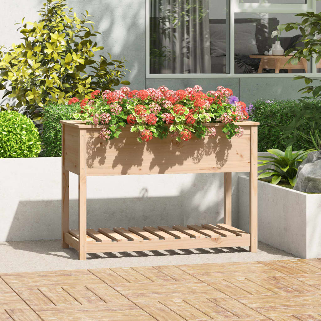 vidaXL Planter with Shelf 111.5x54x81 cm Solid Wood Pine