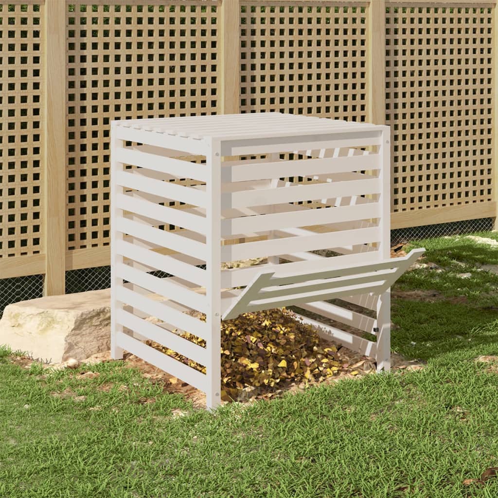 vidaXL Composter White 82.5x82.5x99.5 cm Solid Wood Pine