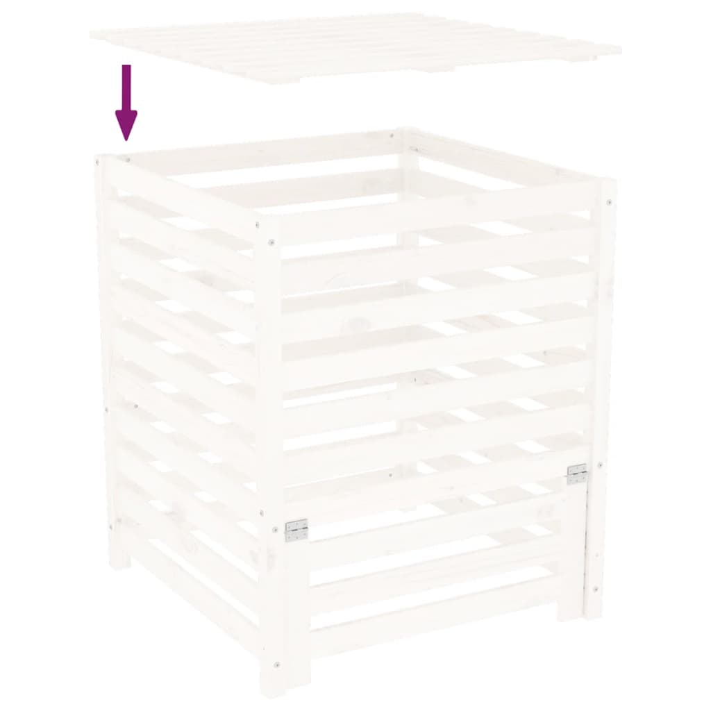 vidaXL Composter White 82.5x82.5x99.5 cm Solid Wood Pine