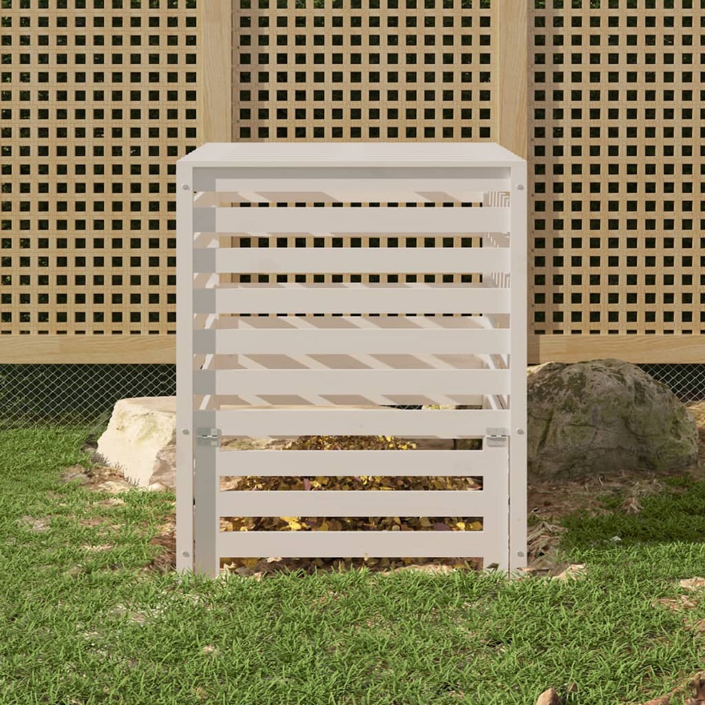 vidaXL Composter White 82.5x82.5x99.5 cm Solid Wood Pine