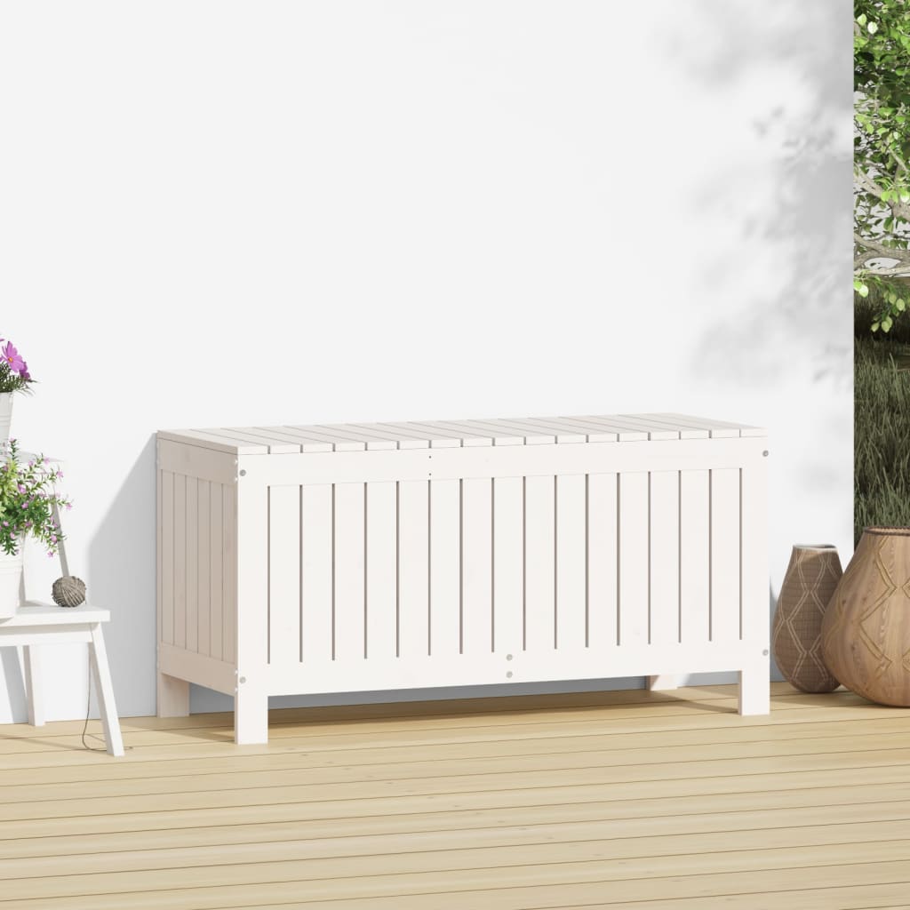 vidaXL Garden Storage Box White 108x42.5x54 cm Solid Wood Pine