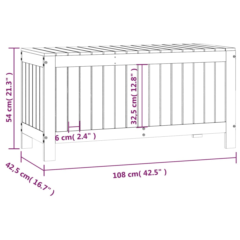 vidaXL Garden Storage Box White 108x42.5x54 cm Solid Wood Pine