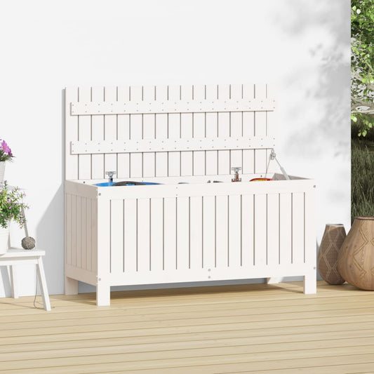 vidaXL Garden Storage Box White 108x42.5x54 cm Solid Wood Pine