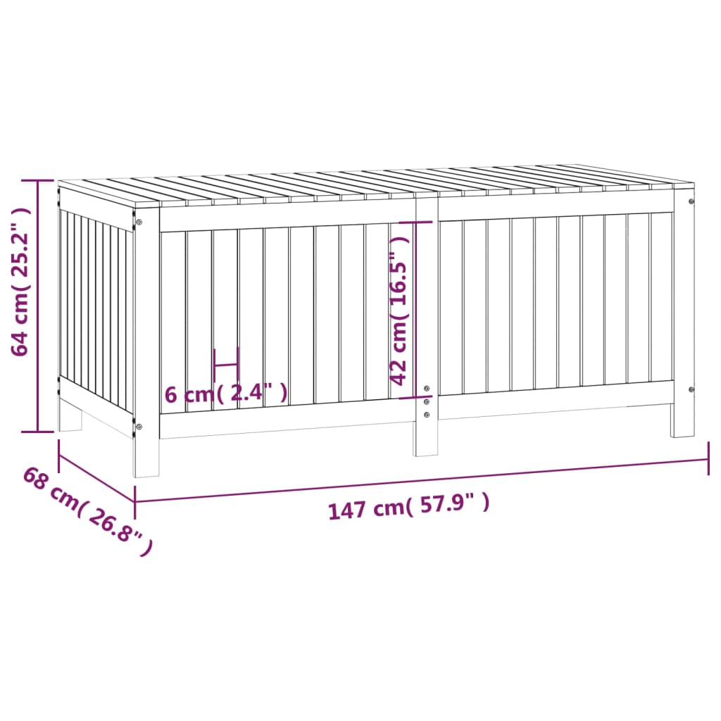 vidaXL Garden Storage Box 147x68x64 cm Solid Wood Pine