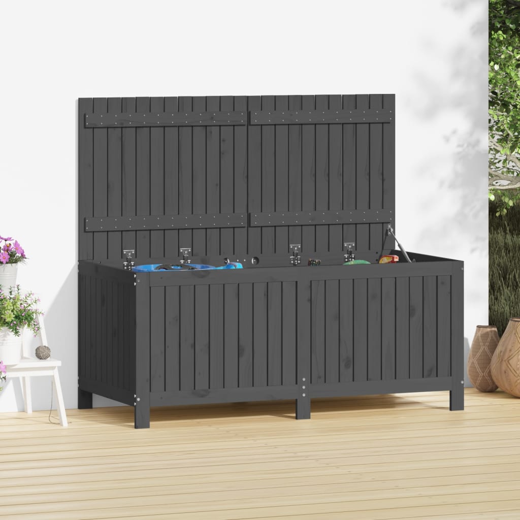 vidaXL Garden Storage Box Grey 147x68x64 cm Solid Wood Pine