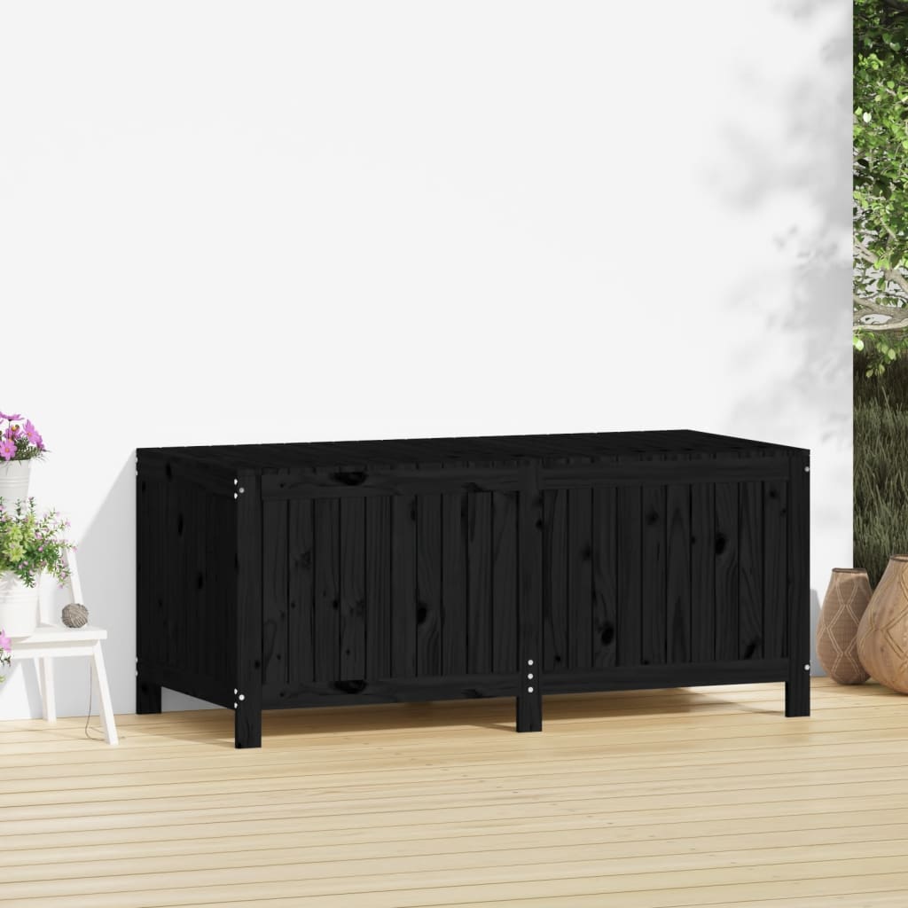 vidaXL Garden Storage Box Black 147x68x64 cm Solid Wood Pine