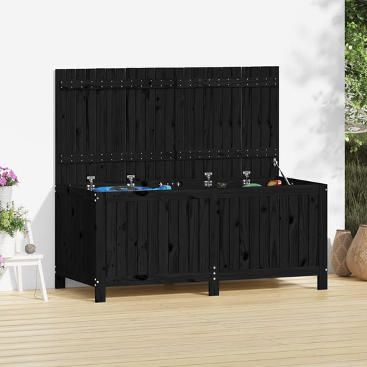 vidaXL Garden Storage Box Black 147x68x64 cm Solid Wood Pine