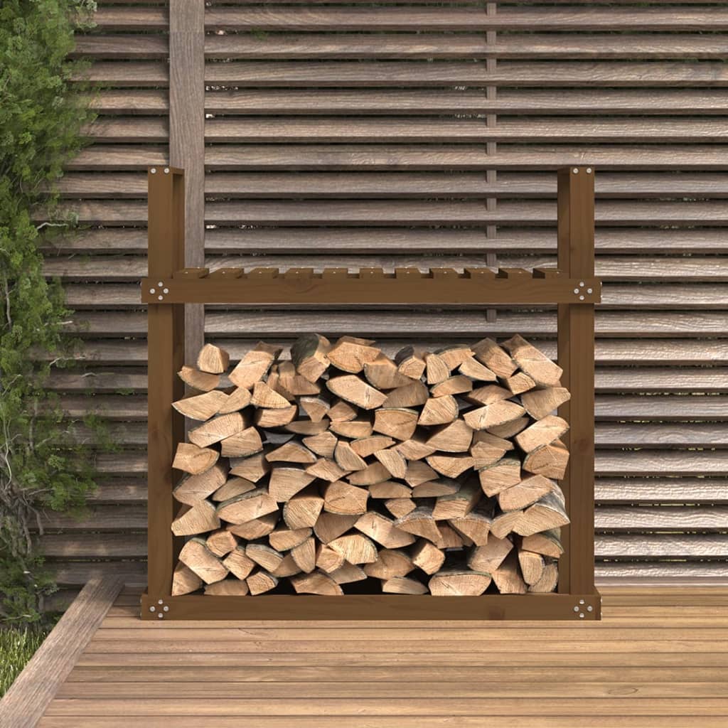 Firewood Rack Honey Brown 110x35x108,5 cm Solid Wood Pine