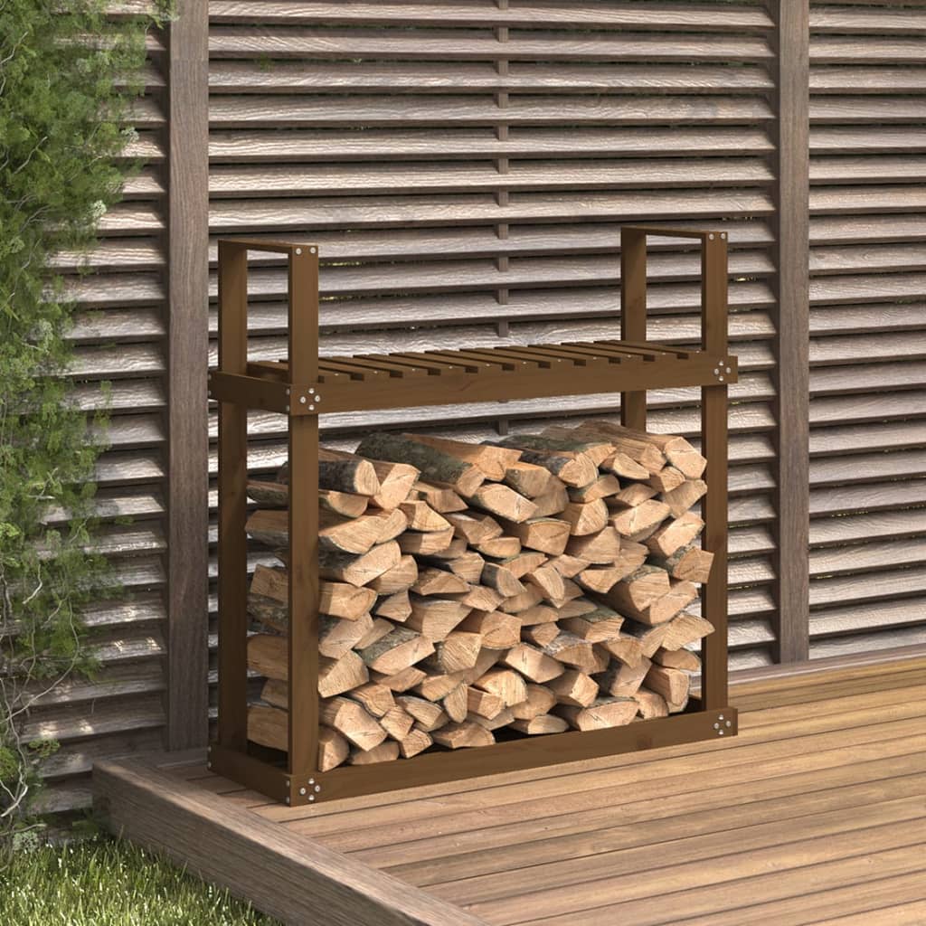 Firewood Rack Honey Brown 110x35x108,5 cm Solid Wood Pine
