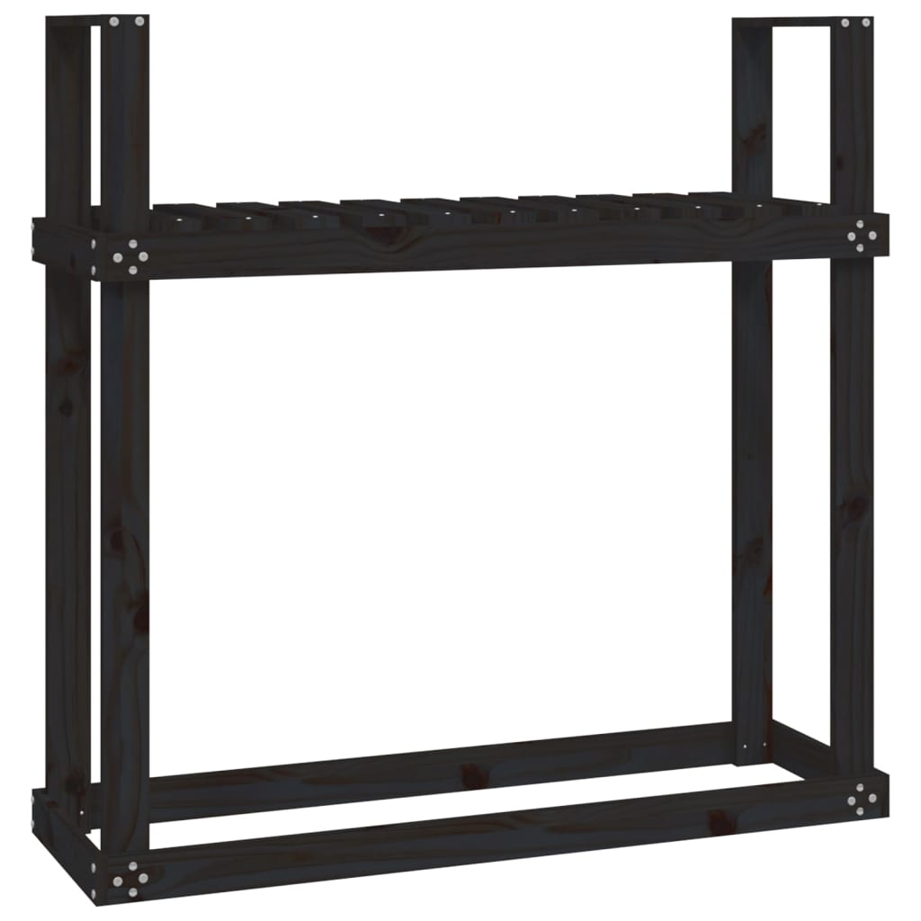 Firewood Rack Black 110x35x108,5 cm Solid Wood Pine