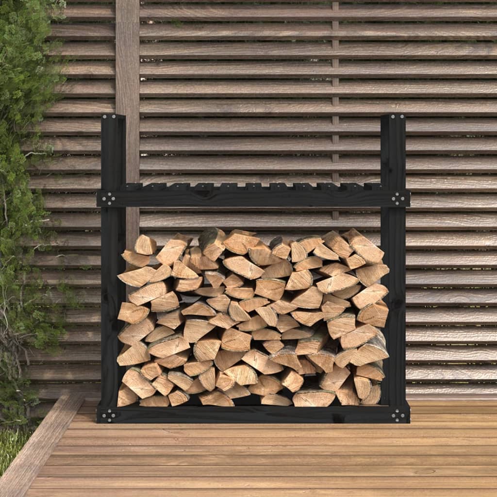 Firewood Rack Black 110x35x108,5 cm Solid Wood Pine