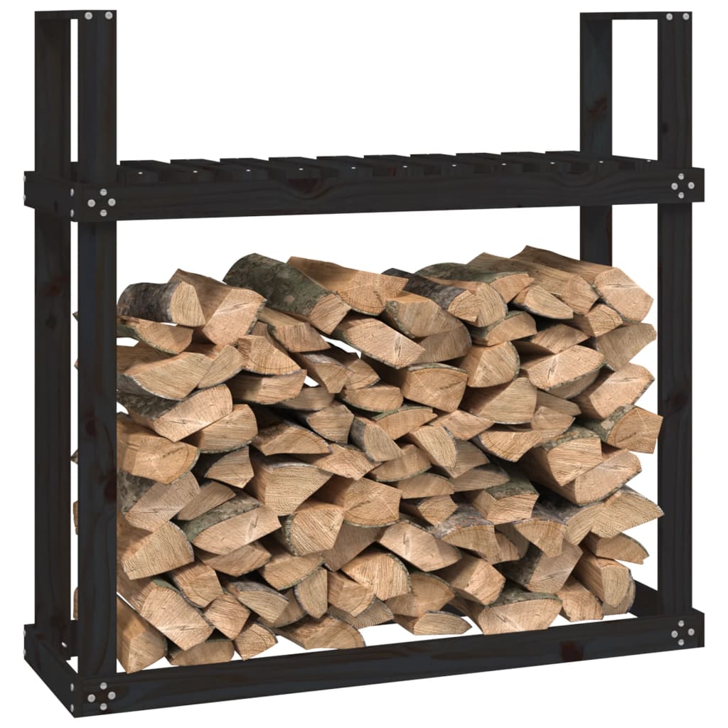 Firewood Rack Black 110x35x108,5 cm Solid Wood Pine