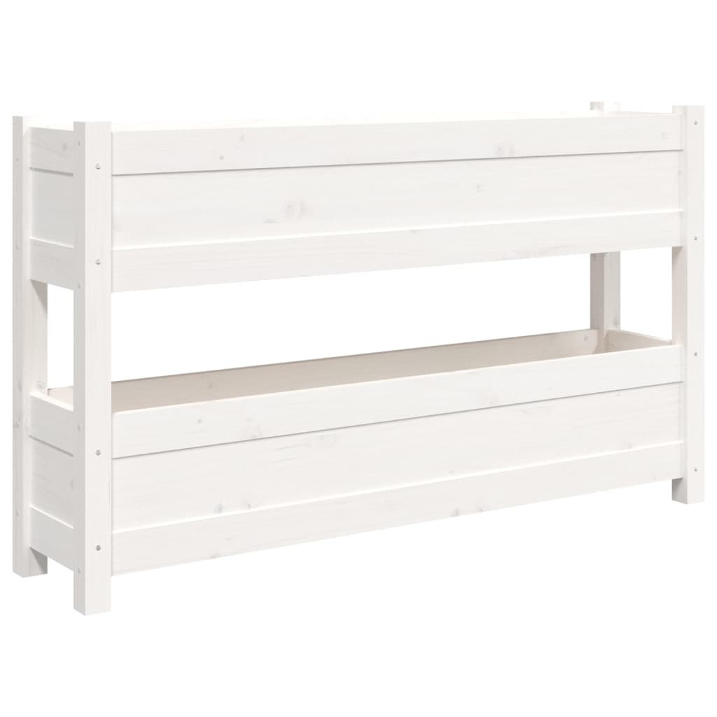 vidaXL Planter White 112x25x66 cm Solid Wood Pine