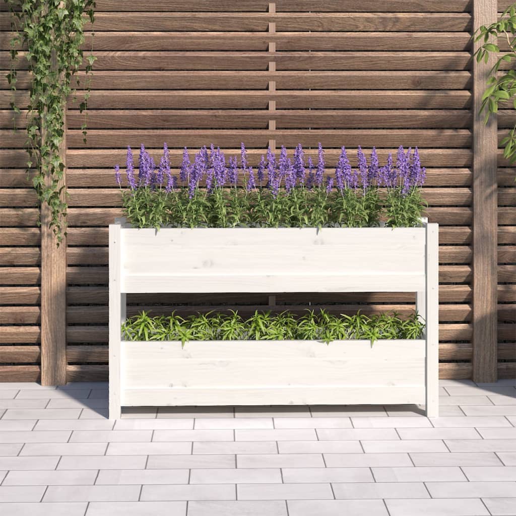 vidaXL Planter White 112x25x66 cm Solid Wood Pine