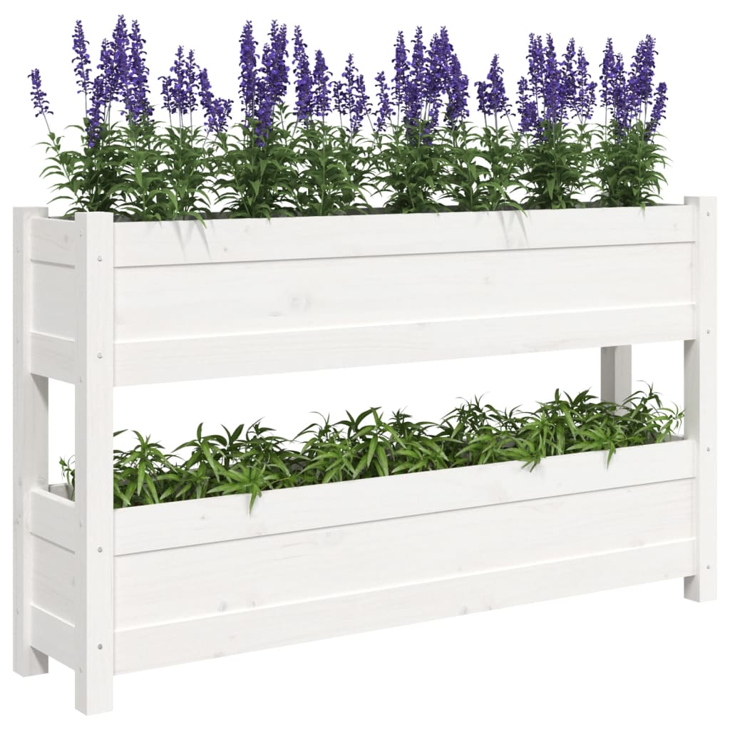 vidaXL Planter White 112x25x66 cm Solid Wood Pine