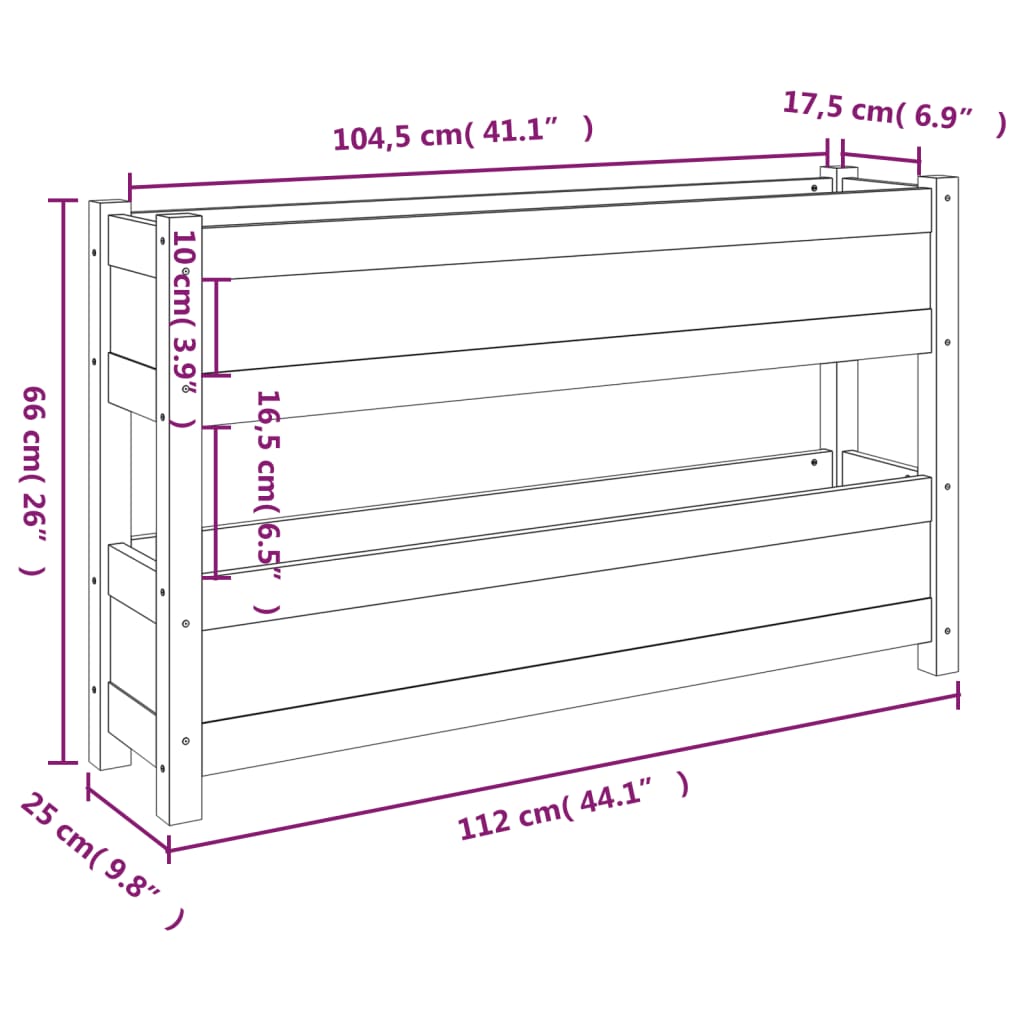 vidaXL Planter White 112x25x66 cm Solid Wood Pine