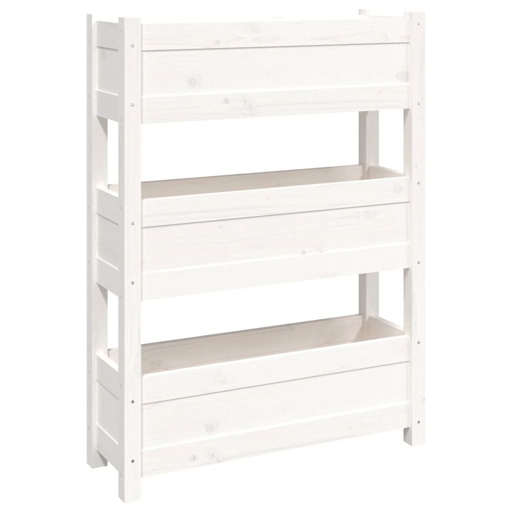 vidaXL Planter White 77x25x104.5 cm Solid Wood Pine