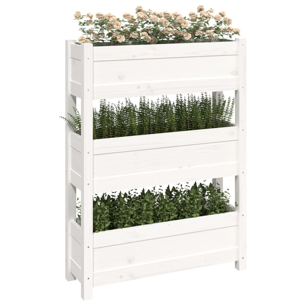 vidaXL Planter White 77x25x104.5 cm Solid Wood Pine