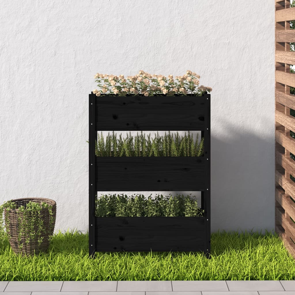 vidaXL Planter Black 77x25x104.5 cm Solid Wood Pine