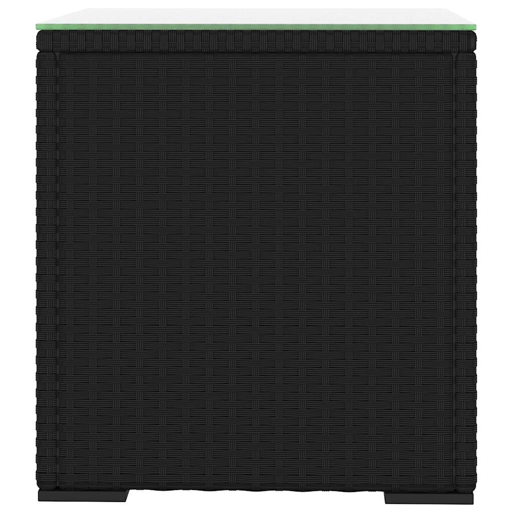 Side Table Black 40x37x40,5 cm Poly Rattan and Tempered Glass