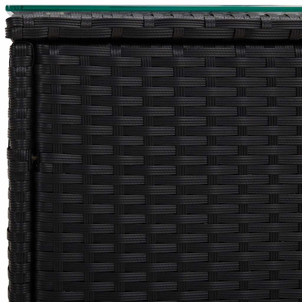 Side Table Black 40x37x40,5 cm Poly Rattan and Tempered Glass