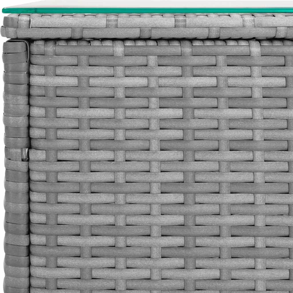 Side Table Grey 40x37x40,5 cm Poly Rattan and Tempered Glass