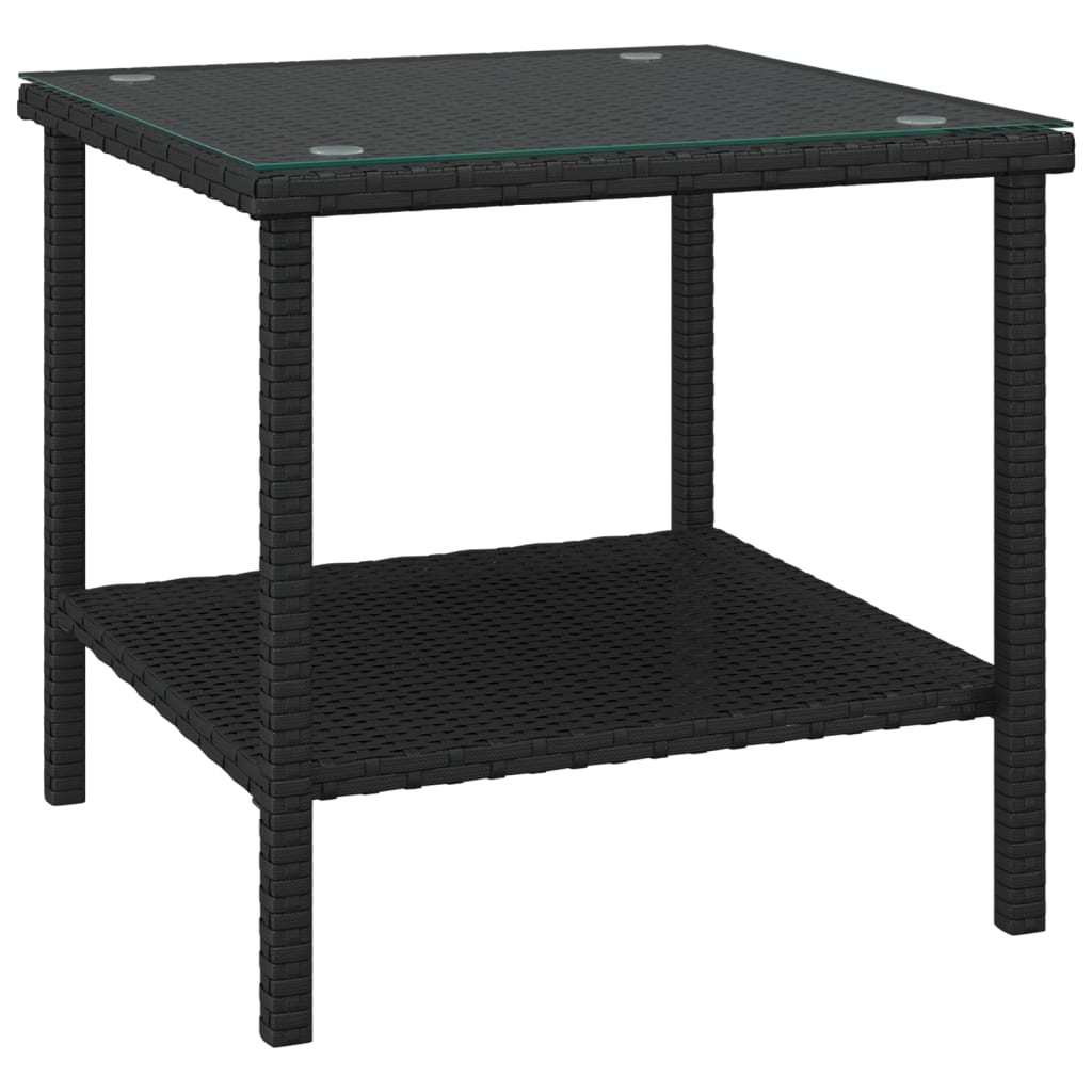 Side Table | Black | PE rattan, tempered glass, powder-coated steel