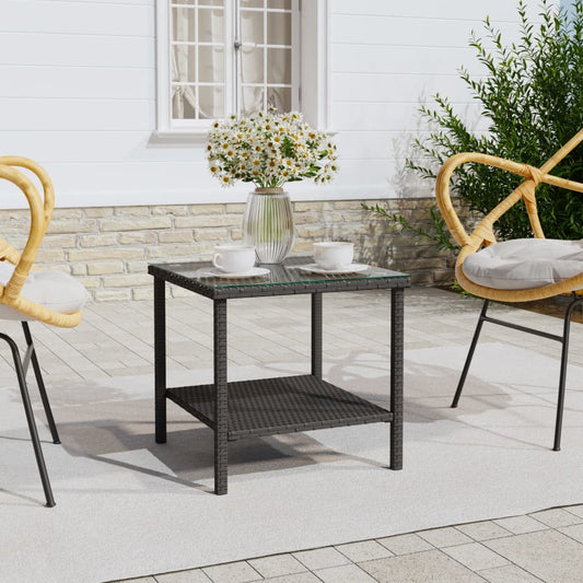 Side Table | Black | PE rattan, tempered glass, powder-coated steel