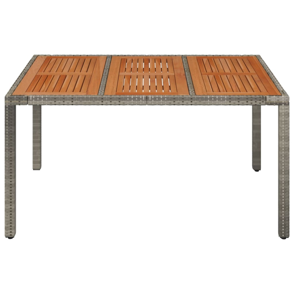 vidaXL Garden Table with Wooden Top Grey 150x90x75 cm Poly Rattan