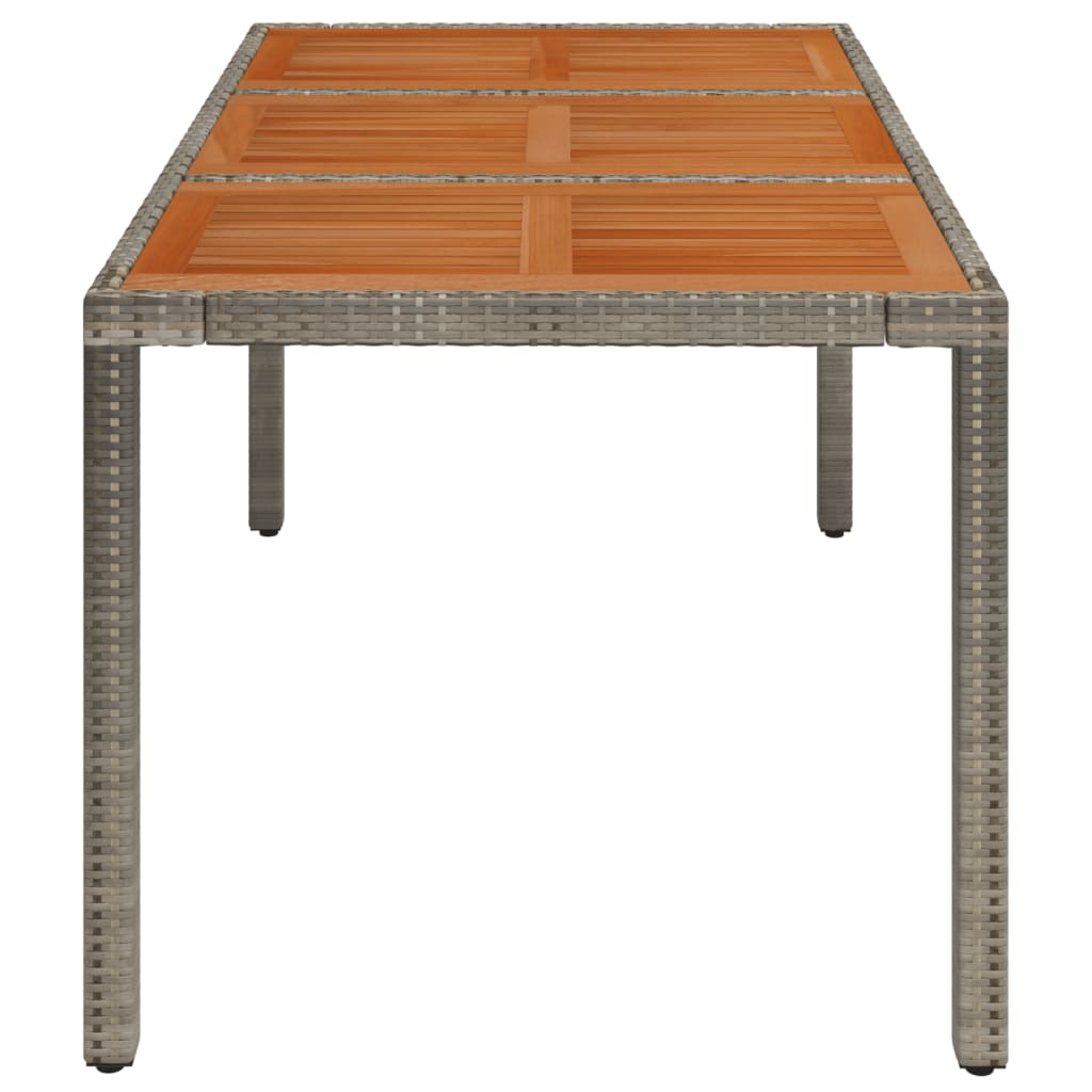 vidaXL Garden Table with Wooden Top Grey 150x90x75 cm Poly Rattan