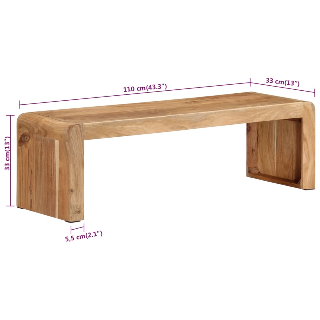 vidaXL TV Stand 110x33x33 cm Solid Wood Acacia