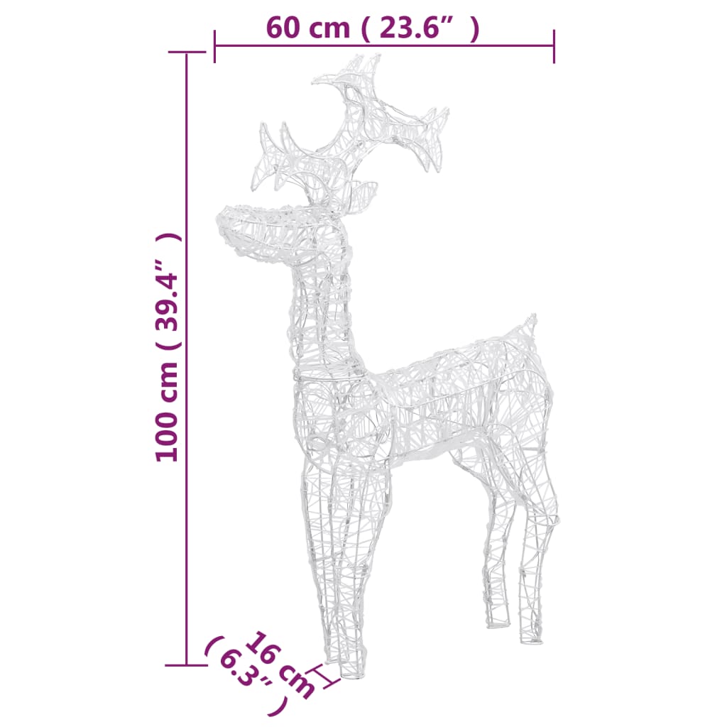 vidaXL Reindeer Christmas Decorations 2 pcs 60x16x100 cm Acrylic