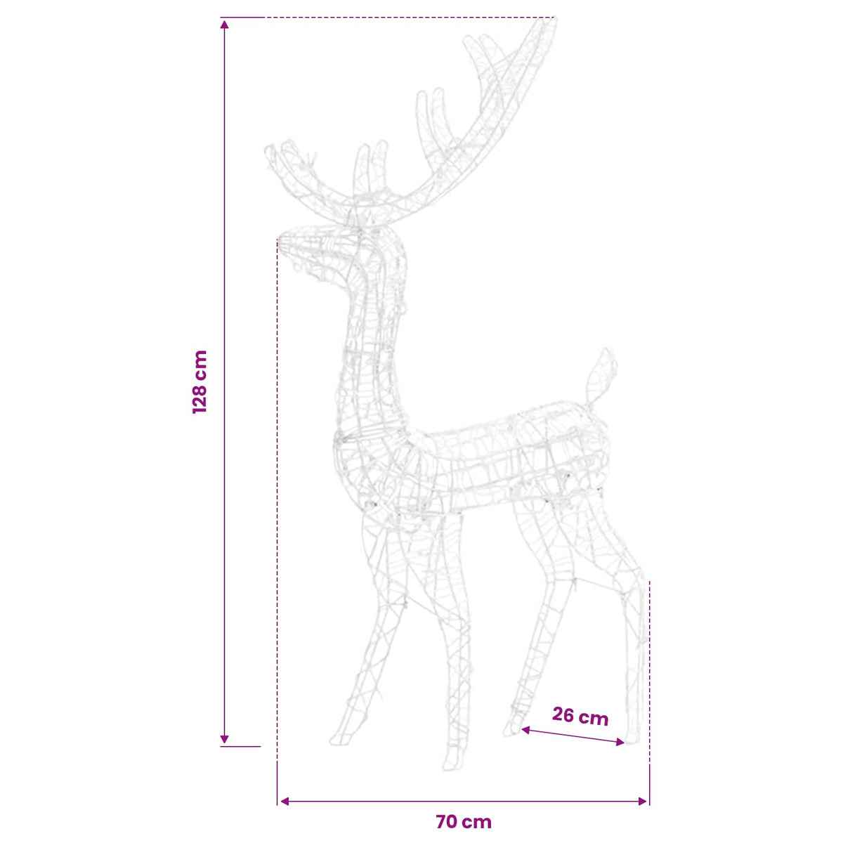 Acrylic Reindeer Christmas Decorations 2 pcs 128 cm Warm White