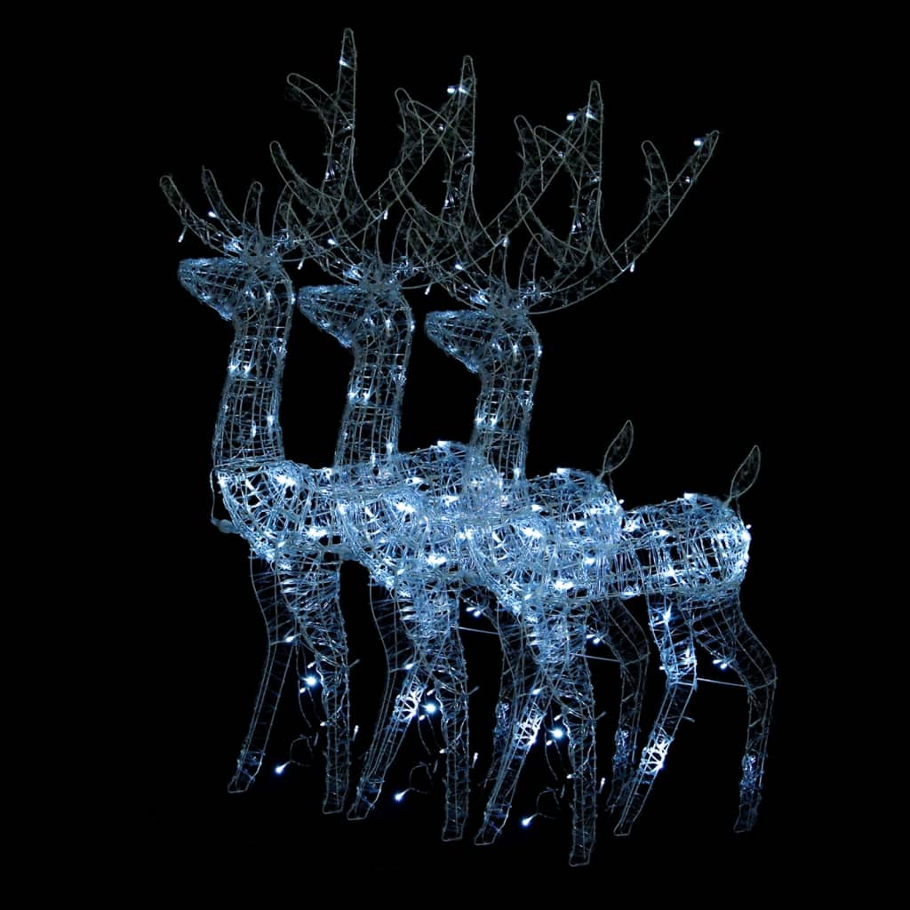 vidaXL Acrylic Reindeer Christmas Decorations 3 pcs 120 cm Cold White