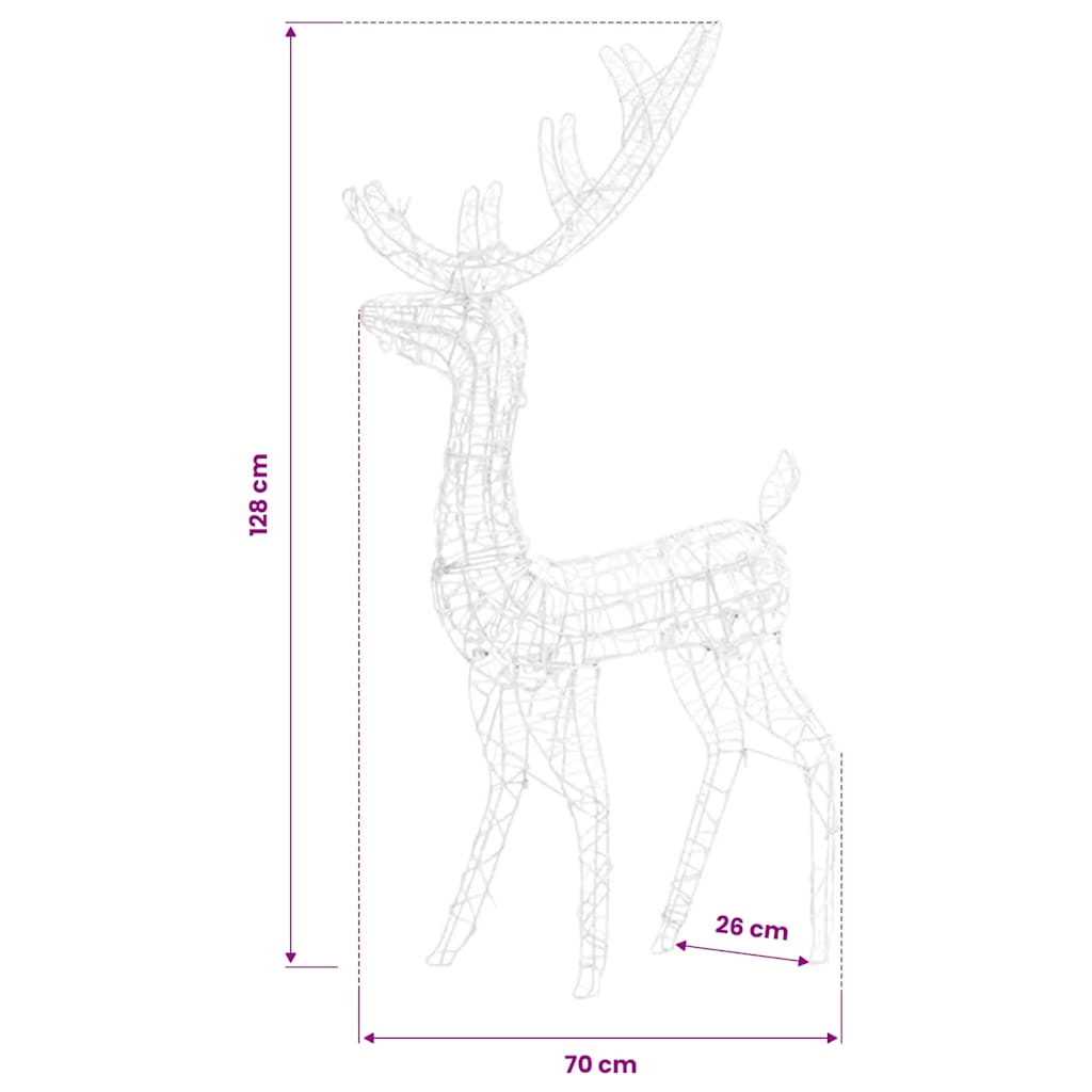 Acrylic Reindeer Christmas Decorations 2 pcs 128 cm Blue