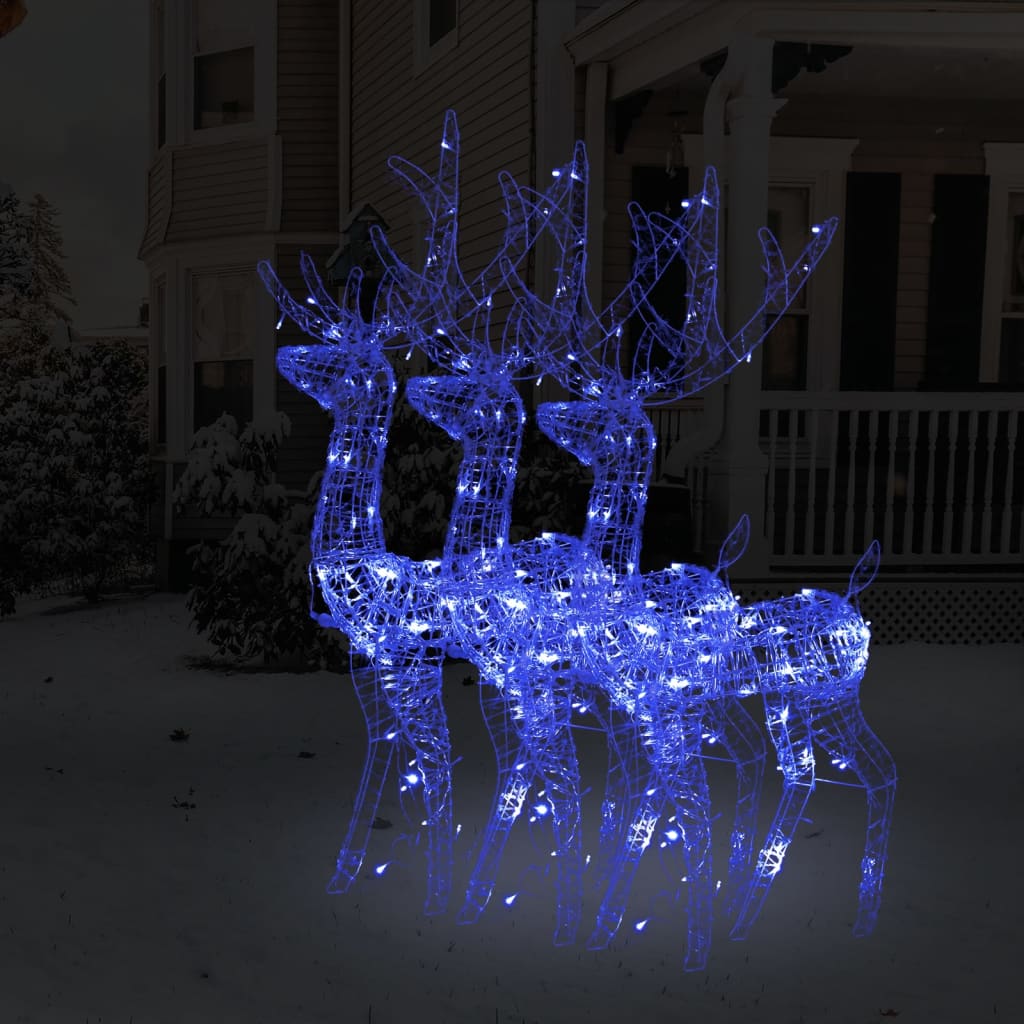 vidaXL Acrylic Reindeer Christmas Decorations 3 pcs 120 cm Blue