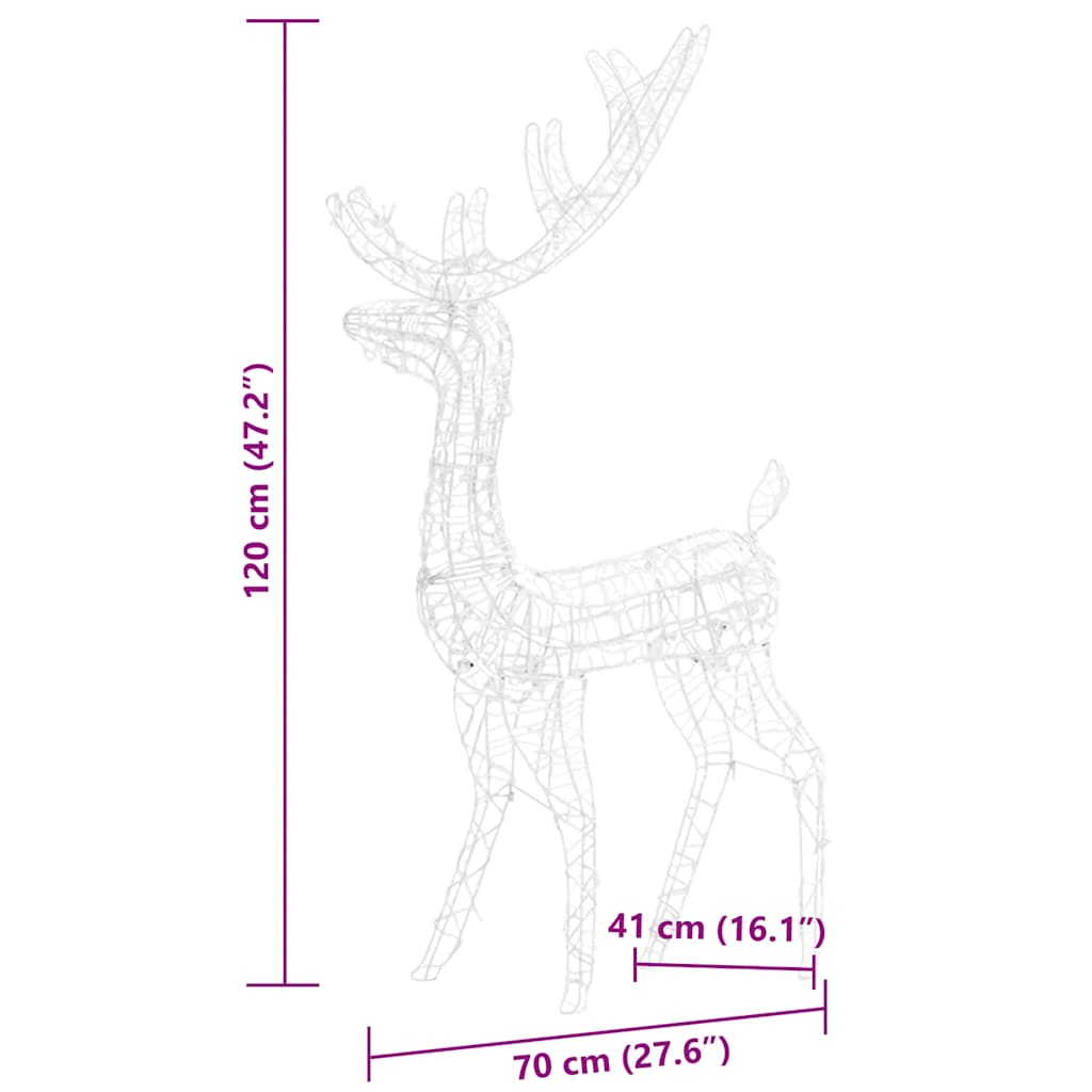 vidaXL Acrylic Reindeer Christmas Decorations 3 pcs 120cm Multicolour