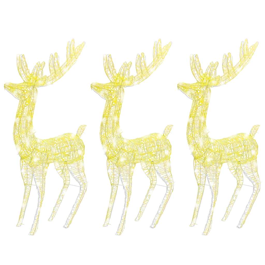 vidaXL XXL Acrylic Christmas Reindeers 250 LED 3 pcs 180 cm Warm White