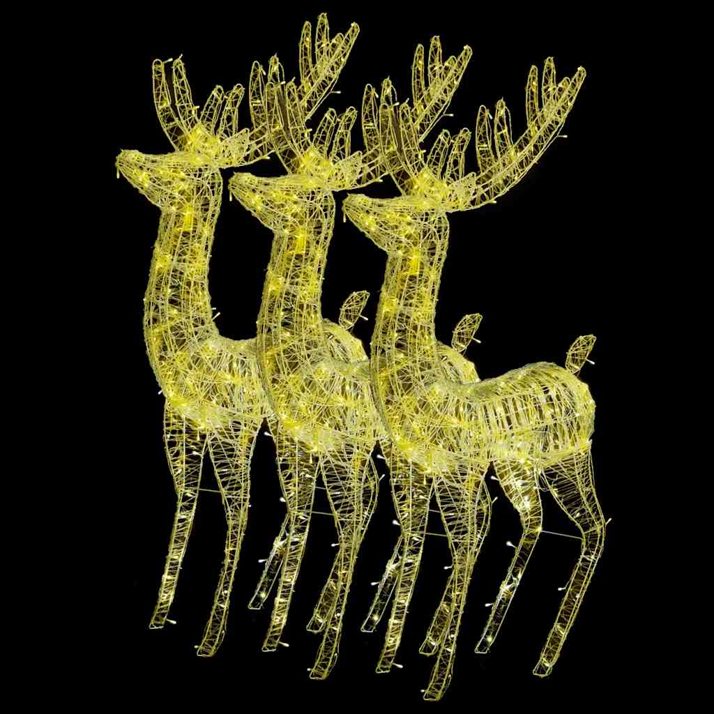 vidaXL XXL Acrylic Christmas Reindeers 250 LED 3 pcs 180 cm Warm White