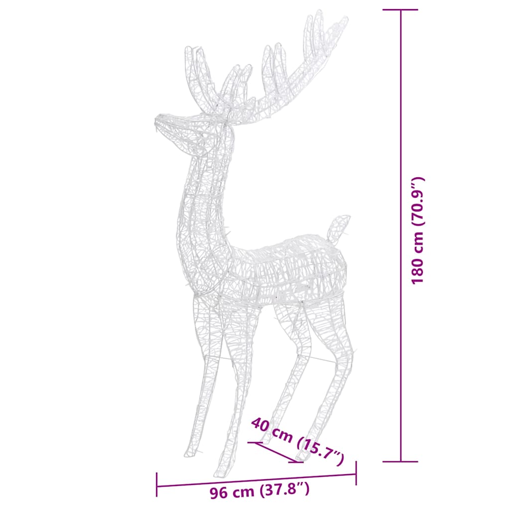 vidaXL XXL Acrylic Christmas Reindeers 250 LED 3 pcs 180 cm Cold white