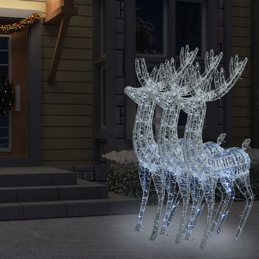 XXL Acrylic Christmas Reindeers 250 LED 3 pcs 180 cm Cold white