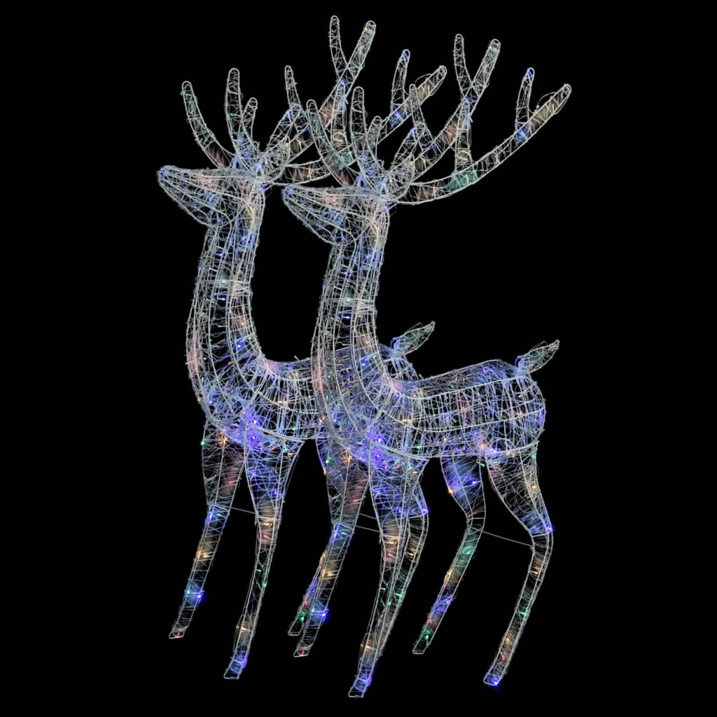 vidaXL XXL Acrylic Christmas Reindeers 250 LED 2 pcs 180 cm Multicolour