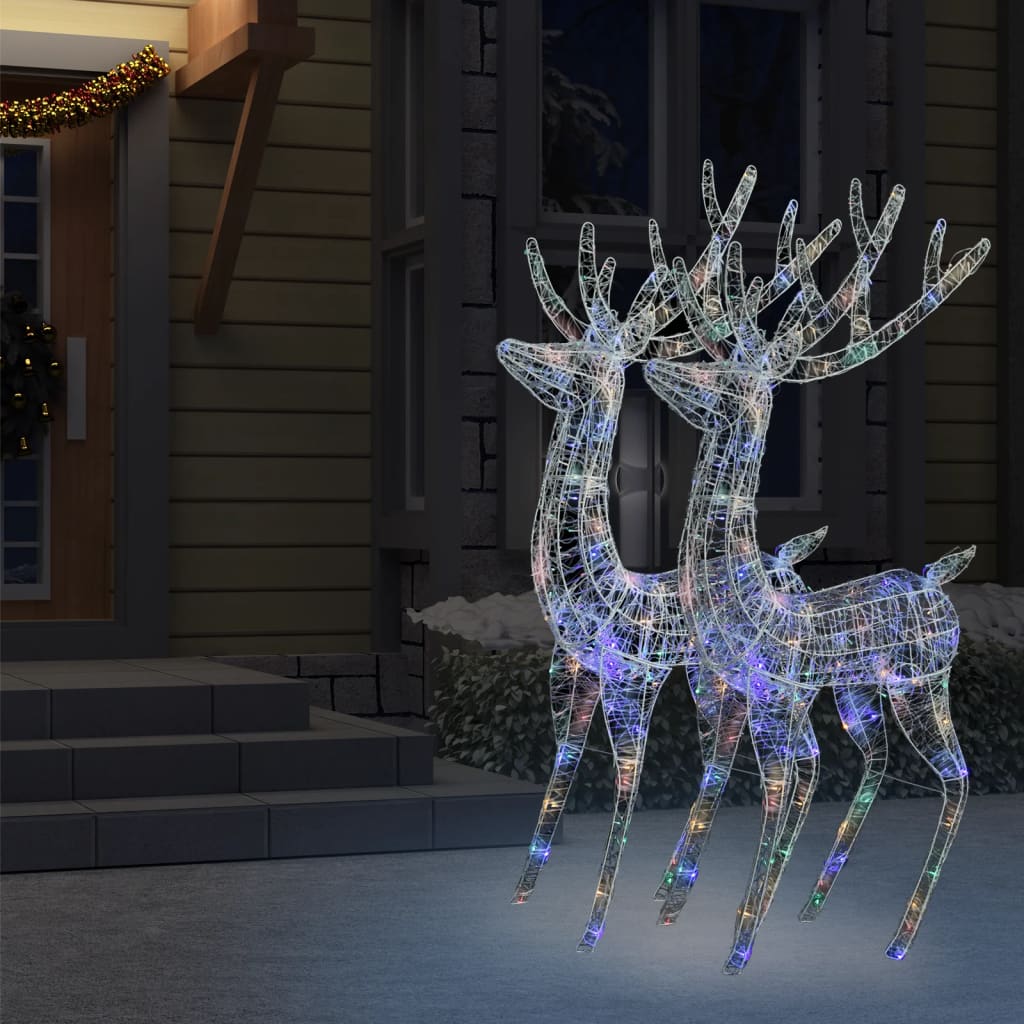 vidaXL XXL Acrylic Christmas Reindeers 250 LED 2 pcs 180 cm Multicolour